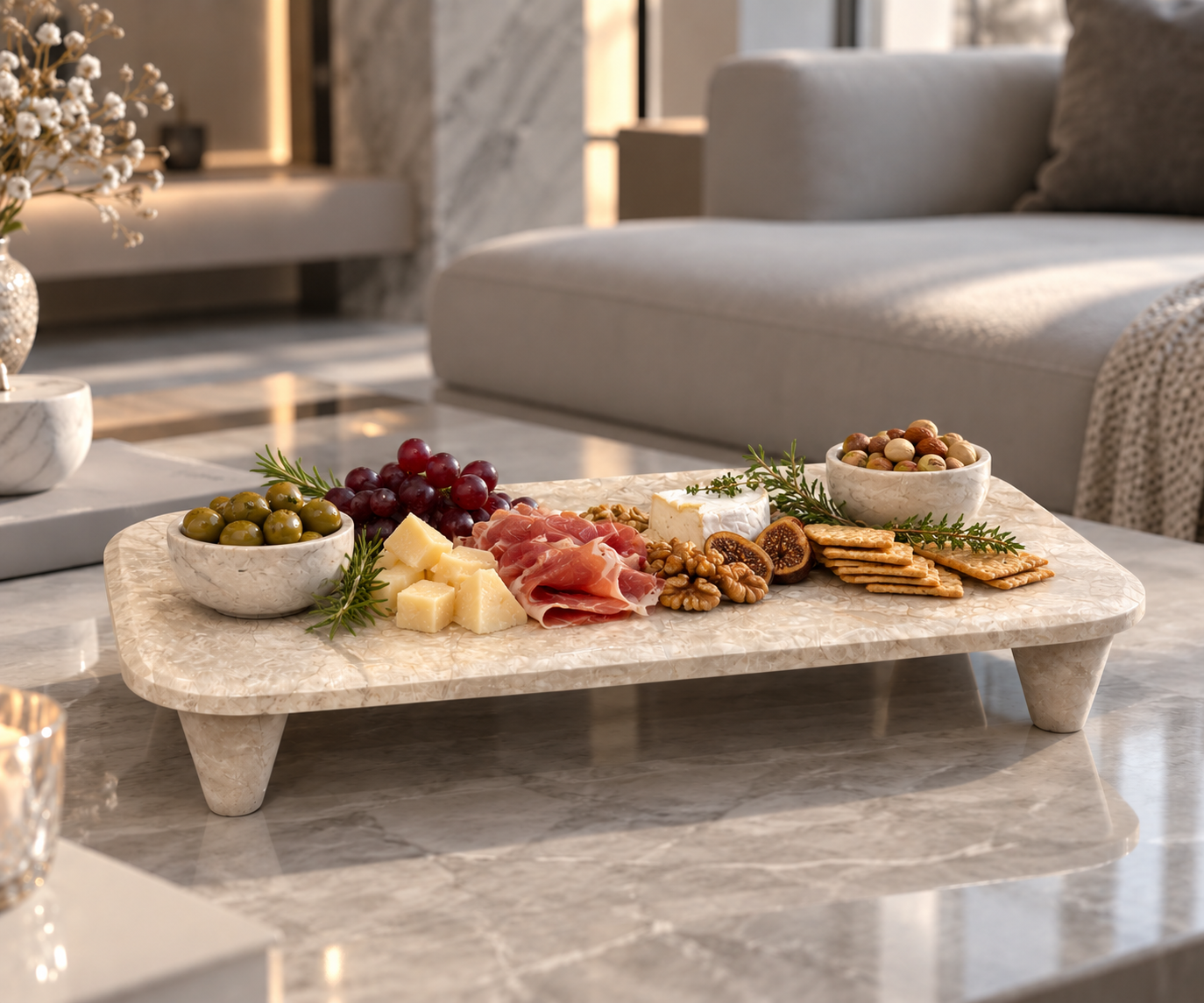سینی مستطیل پایه دار سنگ پرشین